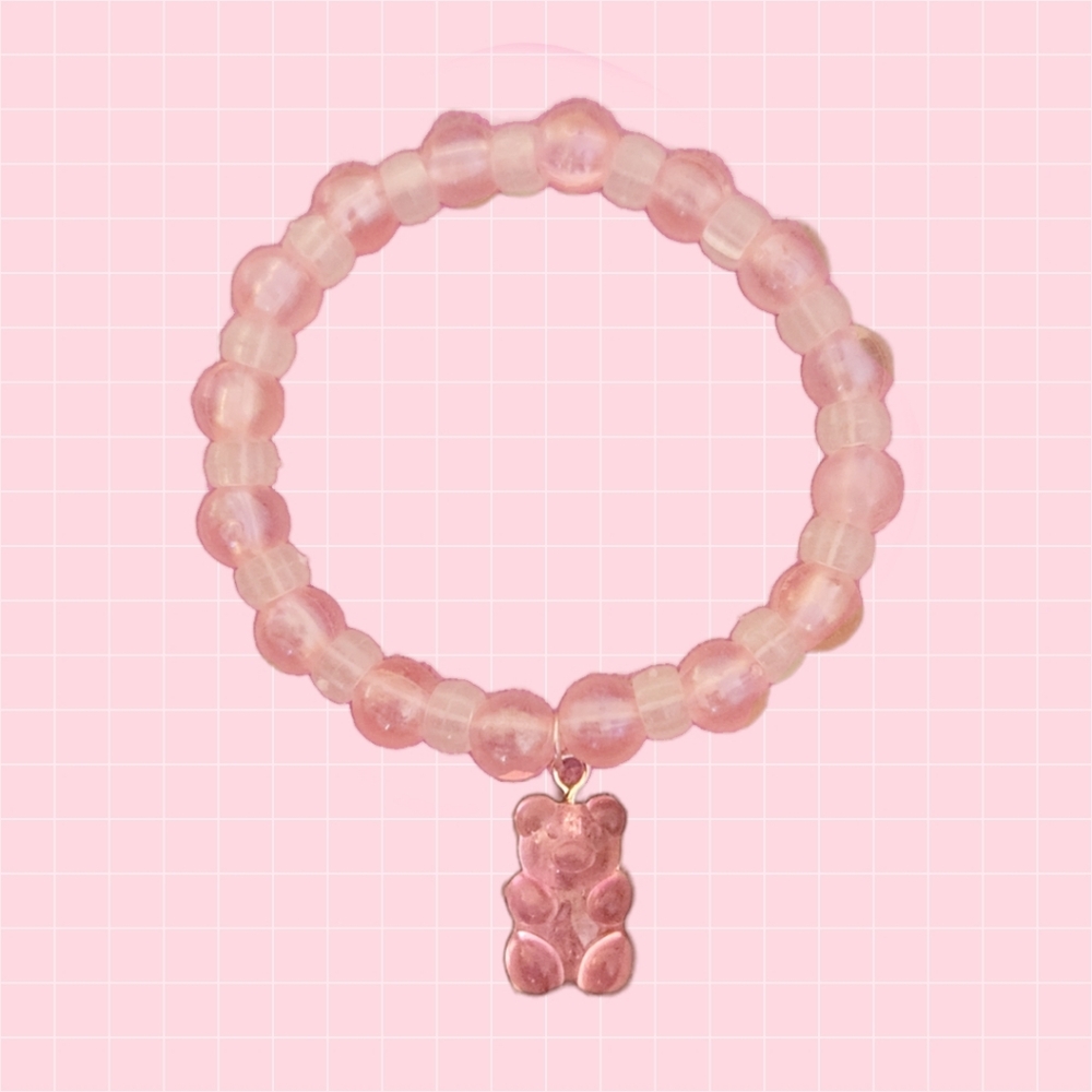 Pink Gummy Bear Beaded Bracelet